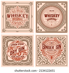 Set of 4 vintage labels for packing