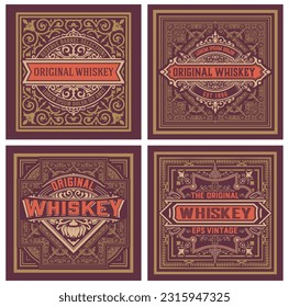 Set of 4 vintage labels for packing
