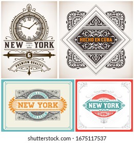 Set of 4 vintage labels. Vector layered