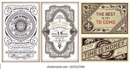 Set of 4 vintage labels. Vector layered