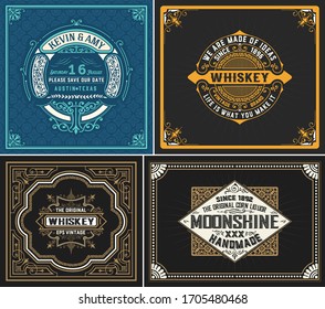 Set of 4 vintage labels. Vector layered