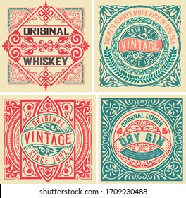 Set of 4 vintage labels. Vector layered