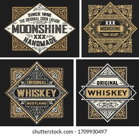 Set of 4 vintage labels. Vector layered