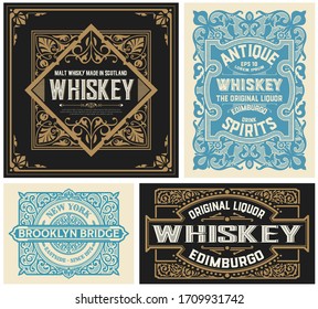 Conjunto de 4 etiquetas vintage. Vetor em camadas