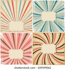 Set of 4 vintage lines background on paper texture.