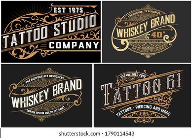 Set of 4 Vintage Logos organized by layers