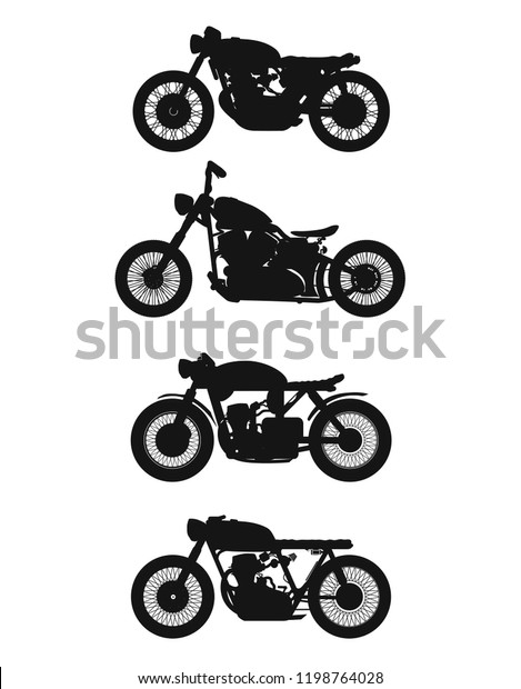 set of 4\
vintage motorcycles. Vector\
graphics.