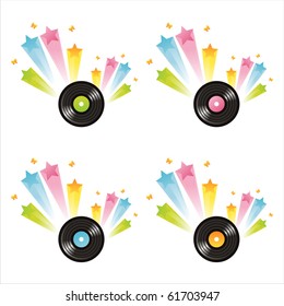 set of 4 vinyl records with splashes