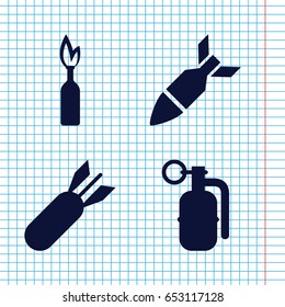 Set of 4 violence filled icons such as rocket bomb