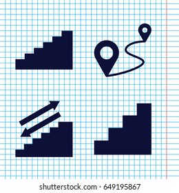 Set of 4 walk filled icons such as distance, stair