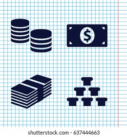 Set of 4 wealth filled icons such as money dollar, money