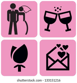 set of 4 wedding icons