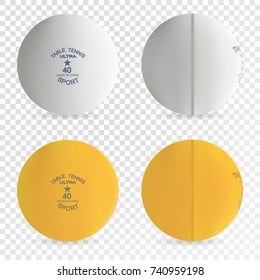 Set of 4 white Ping pong ball, vector illustration.