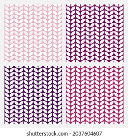 Set of 4 white seamless patterns. Seamless pattern with abstract leaves or flower petals.