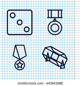 Set of 4 win outline icons such as dice, lottery, medal