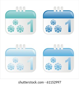 set of 4 winter calendar icons