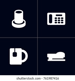 Set Of 4 Workspace Icons Set.Collection Of Sew, Stand , Phone Elements.