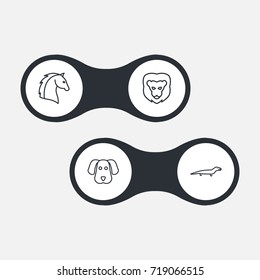Set Of 4 Zoo Outline Icons Set.Collection Of Dog, Lizard, Lion And Other Elements.