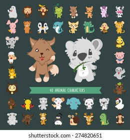 Set of 40 Animal costume characters , eps10 vector format