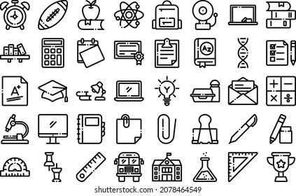 Set of 40 Back To School web icons in line style. Perfect for logo or icon use. Vector Illustration.