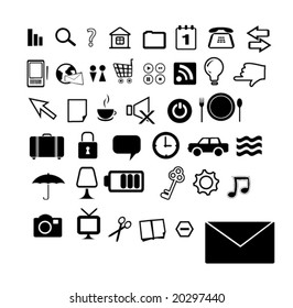 set of 40 black&white icons