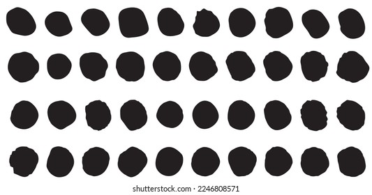 Set of 40 blob shapes. Collection of abstract vector stains for your design. Different drops in modern style.	