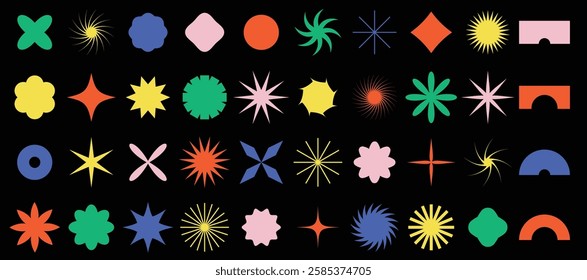 Set of 40 colorful abstract vector shape elements 