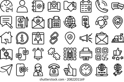Juego de 40 iconos de Contáctanos en estilo de línea. Perfecto para el uso de logotipo o icono. Ilustración vectorial