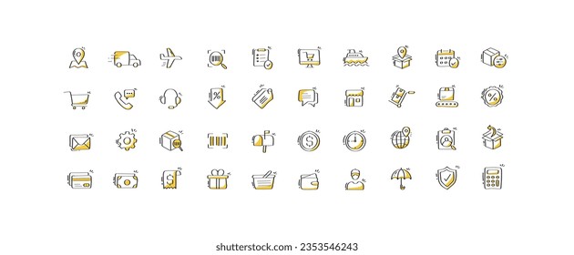 Set of 40 Delivery and logistics web icons.