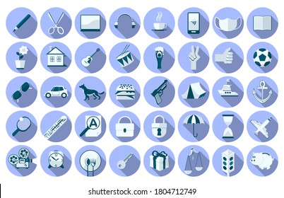 un conjunto de 40 iconos planos hechos en el mismo estilo en un fondo blanco. vector