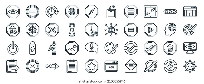 set of 40 flat user interface web icons in line style such as image with shadow interface, boring, fonts, man certificate, auto focus, height, paper bird icons for report, presentation, diagram, web