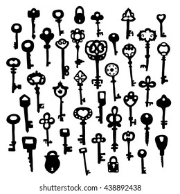 Set of 40 key vector. It can be used as - logo, pictogram, icon, infographic element.