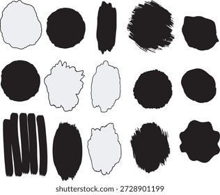 Un conjunto de 40 Formas ovaladas con diversos patrones, texturas y colores sobre un fondo blanco
