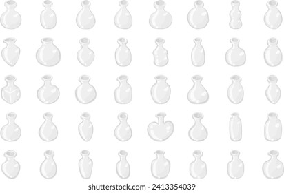 The set of 40 unique and cute glass bottle icons