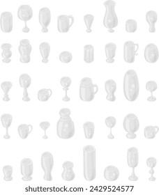 The set of 40 unique and cute glass icons