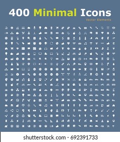 Set of 400 Universal Icons . Isolated Elements