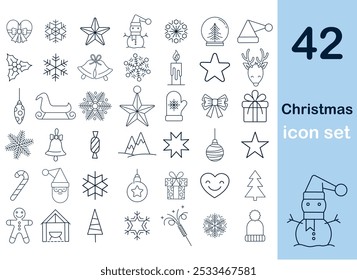 Set of 42 Christmas icons. Vector illustrations.
