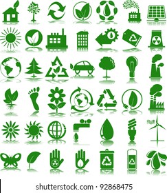 Set of 42 (forty two) green ecology icons