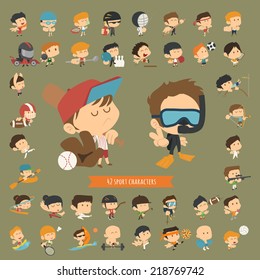 Set of 42 Sport characters , eps10 vector format