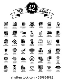 Set of 42 top quality SEO and development icons. EPS.10 vector illustration.