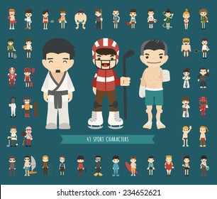 Set of 43 Sport characters , eps10 vector format