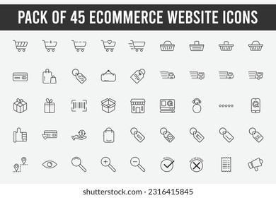 set of 45 ecommerce website icon set collection containing variants of multiple icons vector
