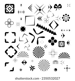 Conjunto de 45 formas geométricas. Resumen de elementos gráficos para tareas de diseño. Formas vectoriales de moda de colección