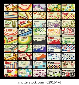 Set of 45 horizontal retro business cards