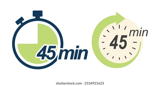 Conjunto de 45 minutos Icon ilustração de design de vetor plano