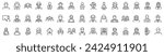 Set of 45 outline icons related to avatars, person. Linear icon collection. Editable stroke. Vector illustration