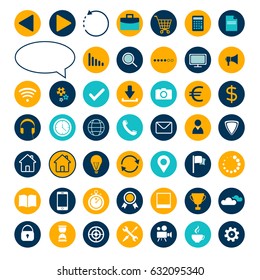 Set of 48 color icons for web and design. Logo collection.