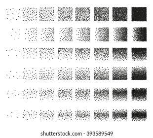 Set of 48 hearts stipple pattern for design. Spot shade engraving retro to create brushes. Highly detailed set of tile