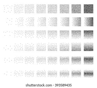 Set of 48 star stipple pattern for design. Spot shade engraving retro to create brushes. Highly detailed set of tile