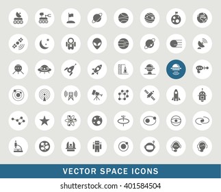 Set of 48 Universal Space Icons. Isolated Vector Elements.